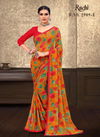 Orange Colour Latest Heavy Regular Wear Georgette Saree With Crepe Blouse Fancy saree Collection 2909 E